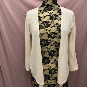 J.McLaughlin Cream Open Front Cashmere Cardi S
